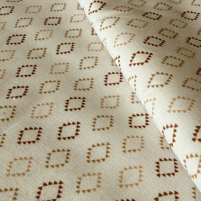 TELA POPELÍN ALGODÓN 100% ROMBO MARRON OEKO-TEX GOTS