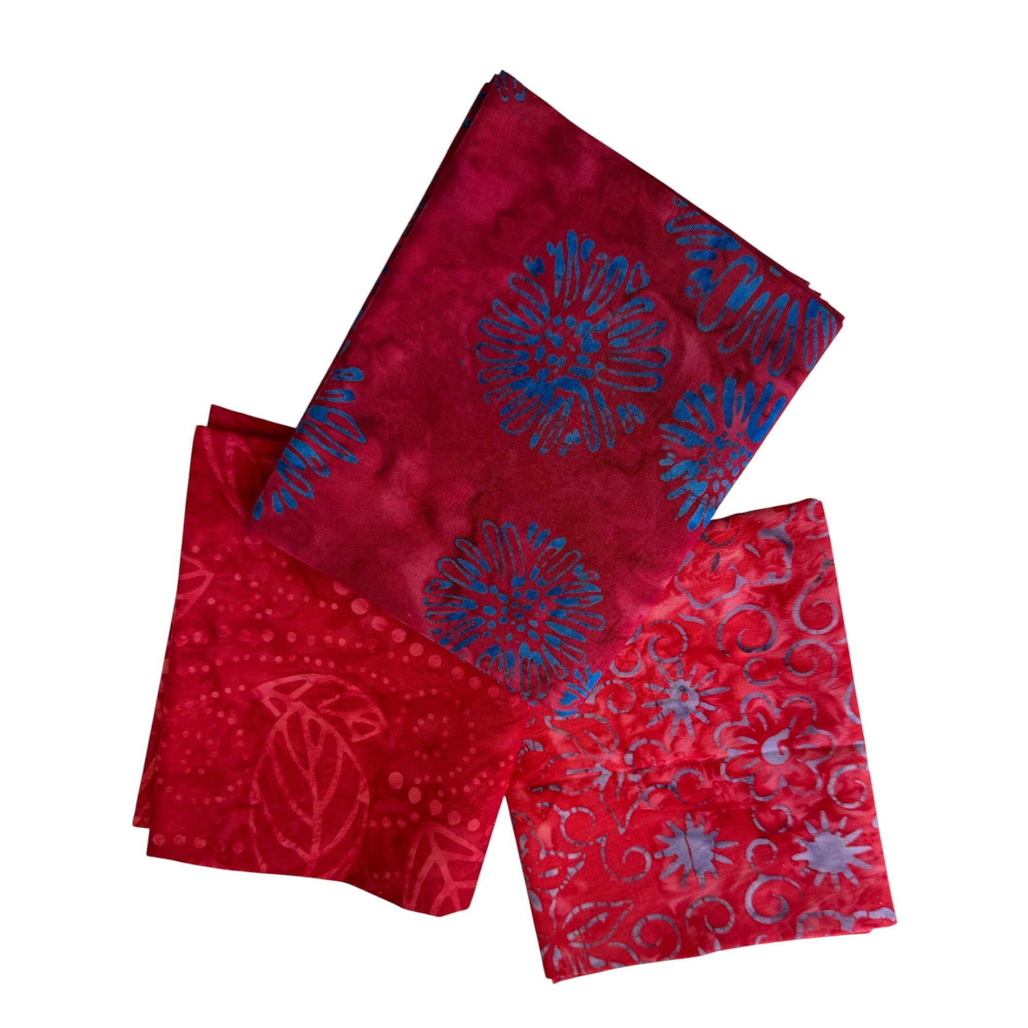 Pack 3 fat quarters tela batik rojos