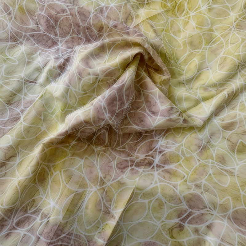 Tela batik óvalos entrelazados crema amarillo pálido