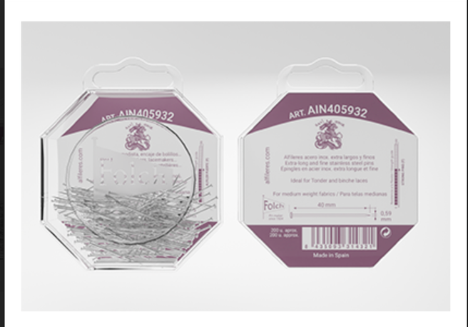 Alfiler acero Folch 40x0,59mm IDEAL ENCAJE DUQUESA Y HONITON AIN405932