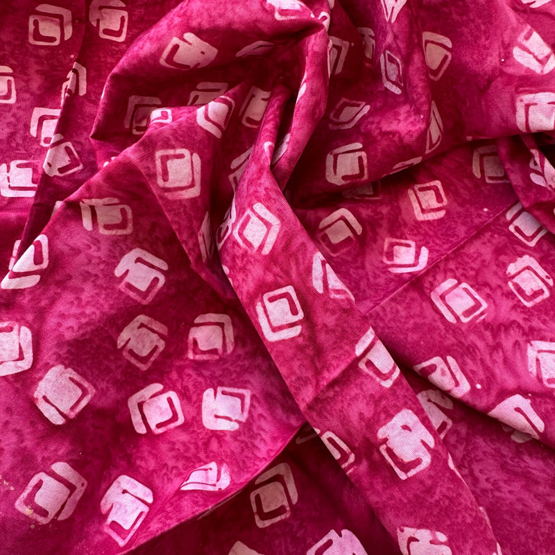 Fat quarter tela batik cuadrados redondeados fucsia frambuesa rosa