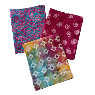 Pack 3 fat quarters tela batik fúcsias