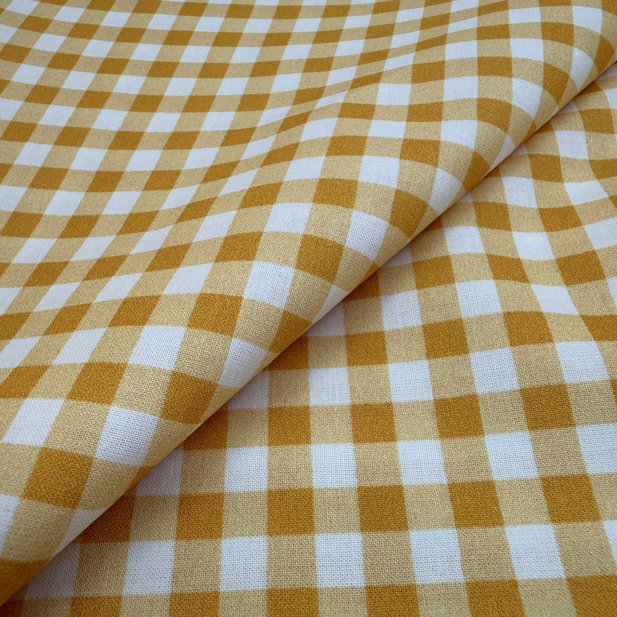 TELA POPELIN ALGODÓN 100% VICHY AMARILLO CERTIFICADO GOTS