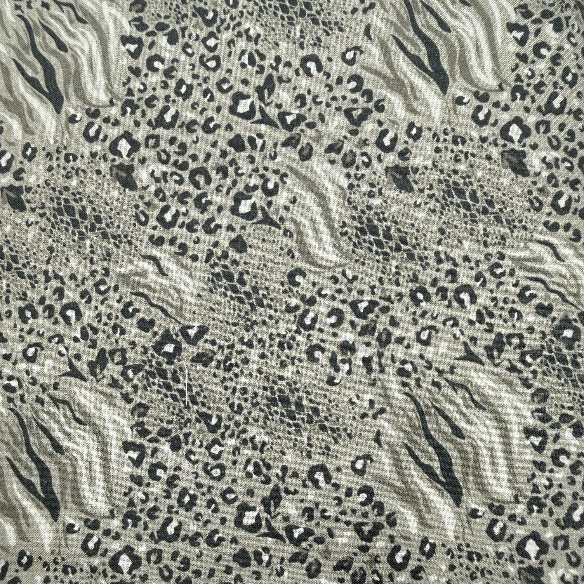 TELA POPELIN ALGODÓN 100% ANIMAL PRINT GRIS CERTIFICADO GOTS