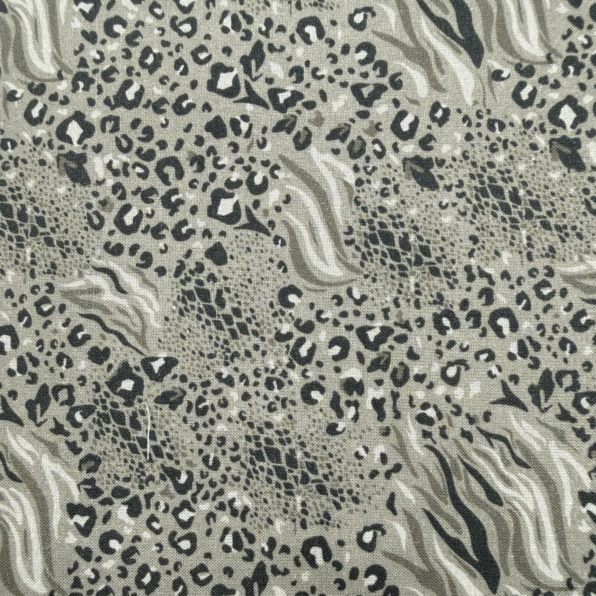 TELA POPELIN ALGODÓN 100% ANIMAL PRINT GRIS CERTIFICADO GOTS