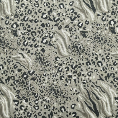 TELA POPELIN ALGODÓN 100% ANIMAL PRINT GRIS CERTIFICADO GOTS