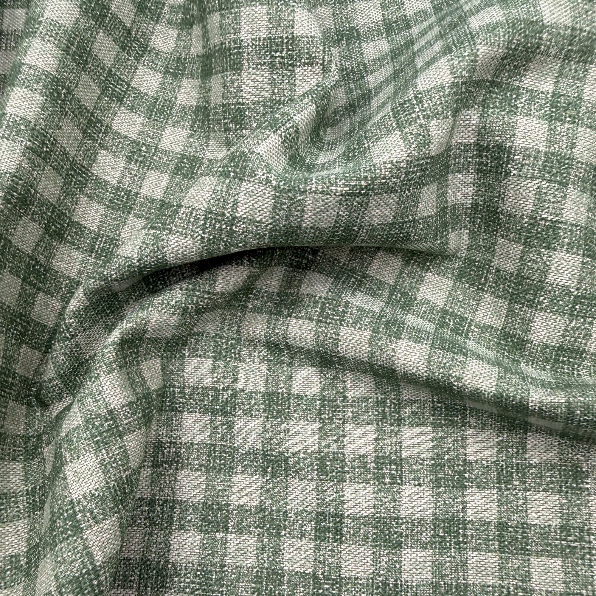 TELA ALGODÓN 100% ASPECTO LINO VICHY VERDE CERTIFICADO GOTS