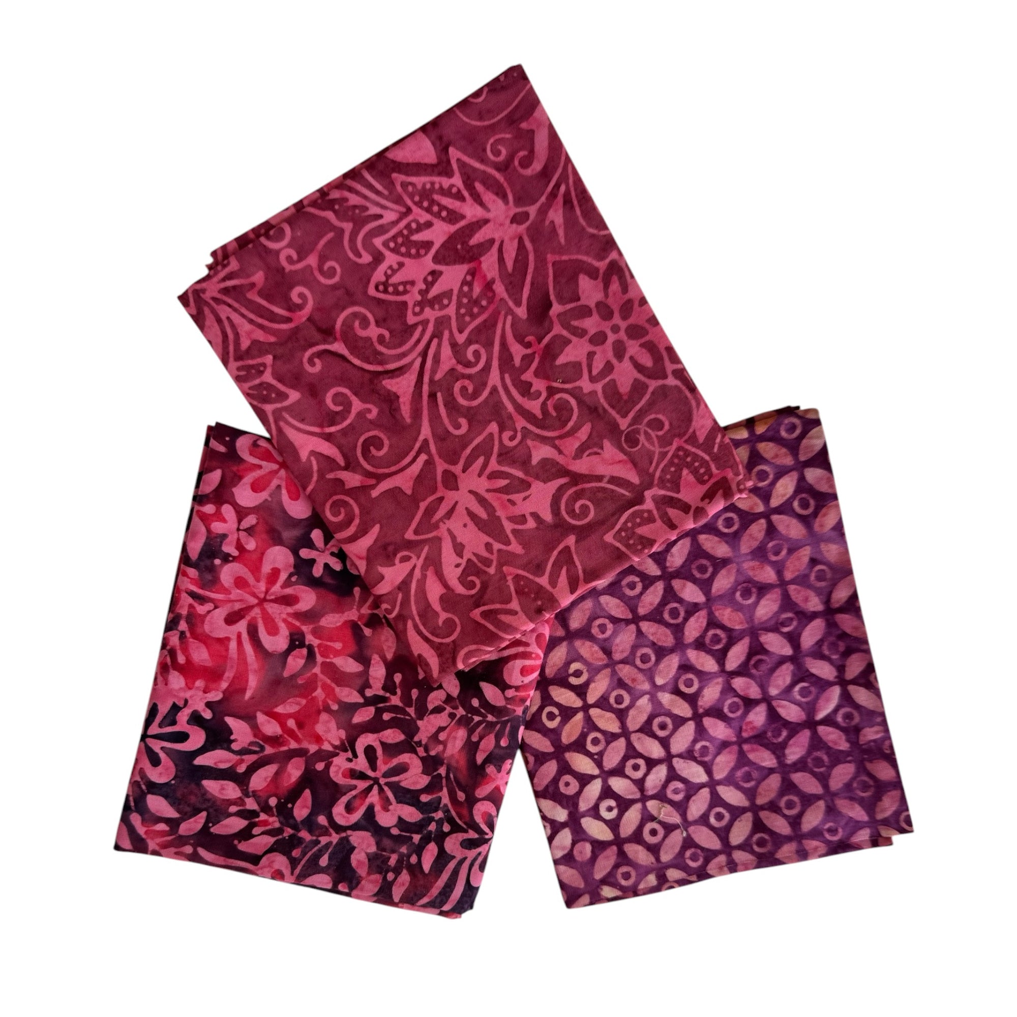 Pack 3 fat quarters tela batik morado misterio