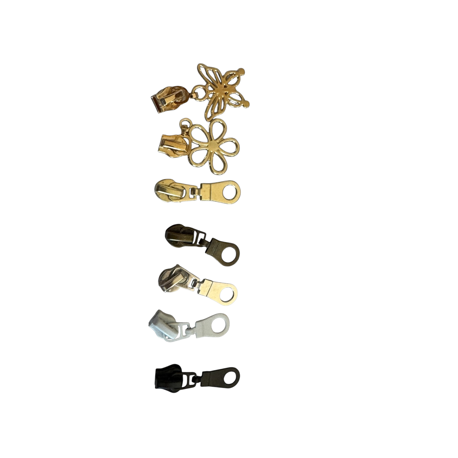 Kit cremalleras nylon blancas y negras con dientes metalizados