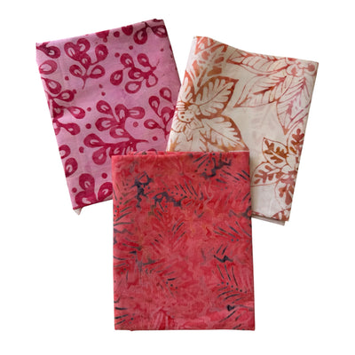 Pack 3 fat quarters tela batik rosas