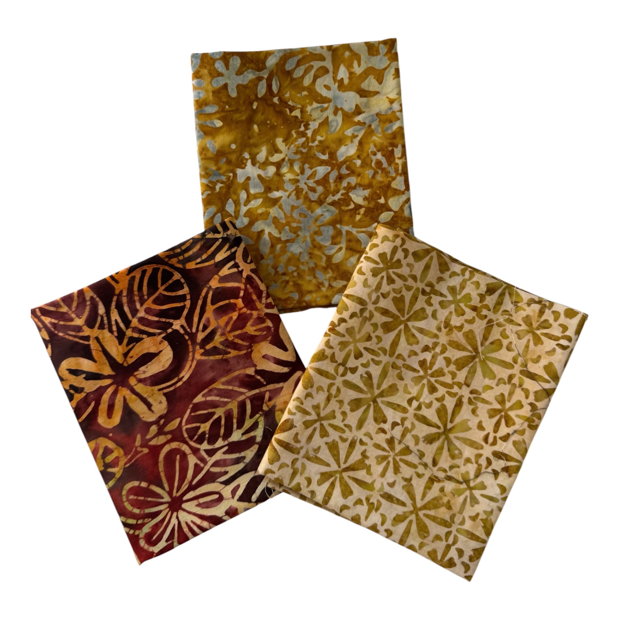 Pack 3 fat quarters tela batik tostados
