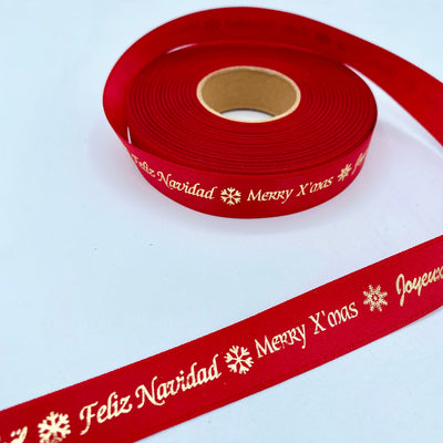 Cinta satén Feliz Navidad (25 MTR)