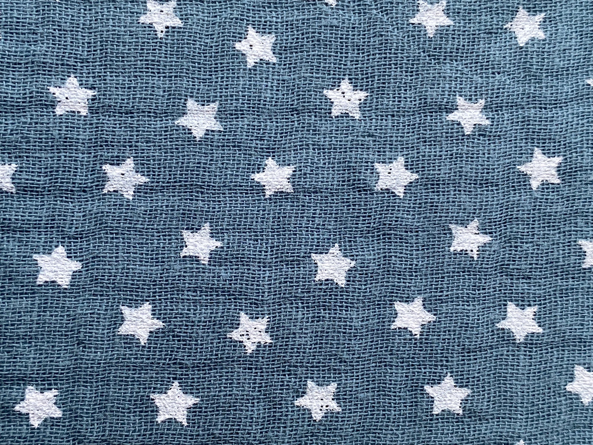 Tela doble gasa/muselina orgánica estampado estrellas Azul/Gris