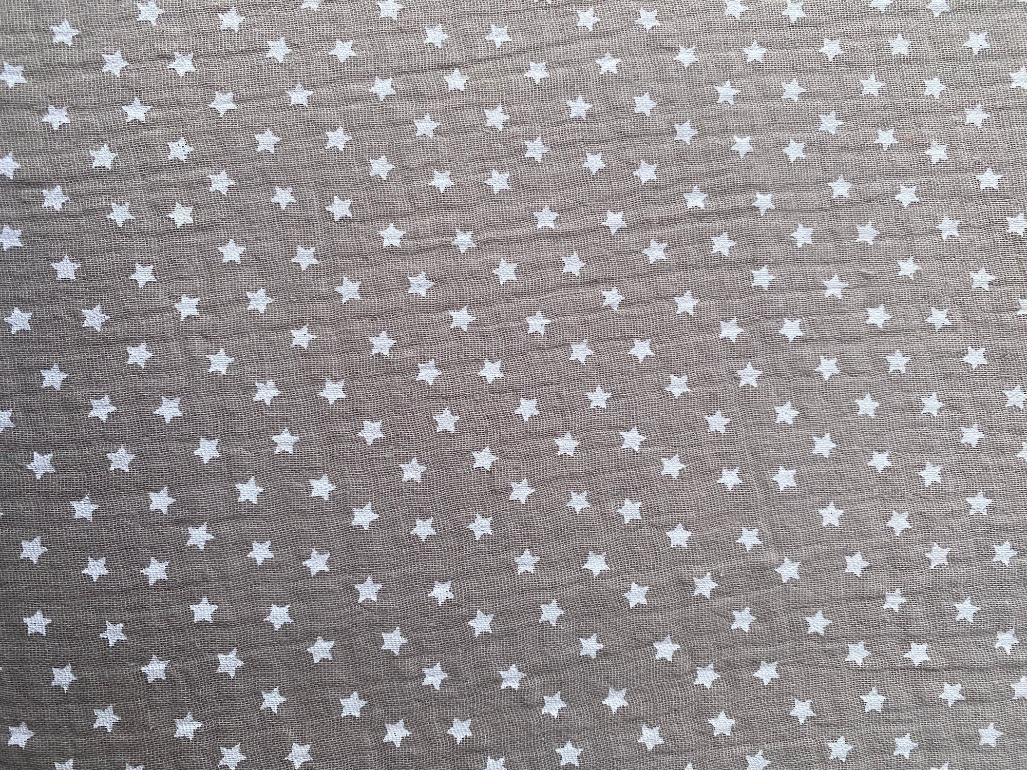 Tela doble gasa/muselina orgánica estampado estrellas Azul/Gris