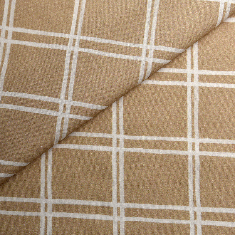 Tela estampada orgánica cuadros picnic color marrón nude (CM) CERTIFICADO GOTS