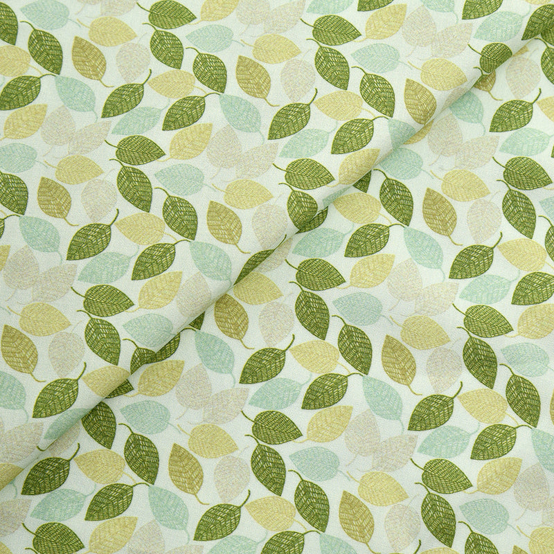 Tela 100% algodón estampada hojas verde (CM)