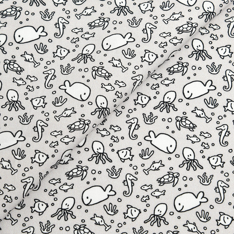 Tela 100% algodón estampado bajo el mar (6 MTRS)