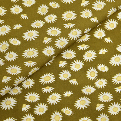 Tela 100% algodón estampado flores margaritas CERTIFICADO GOTS (6 MTRS)