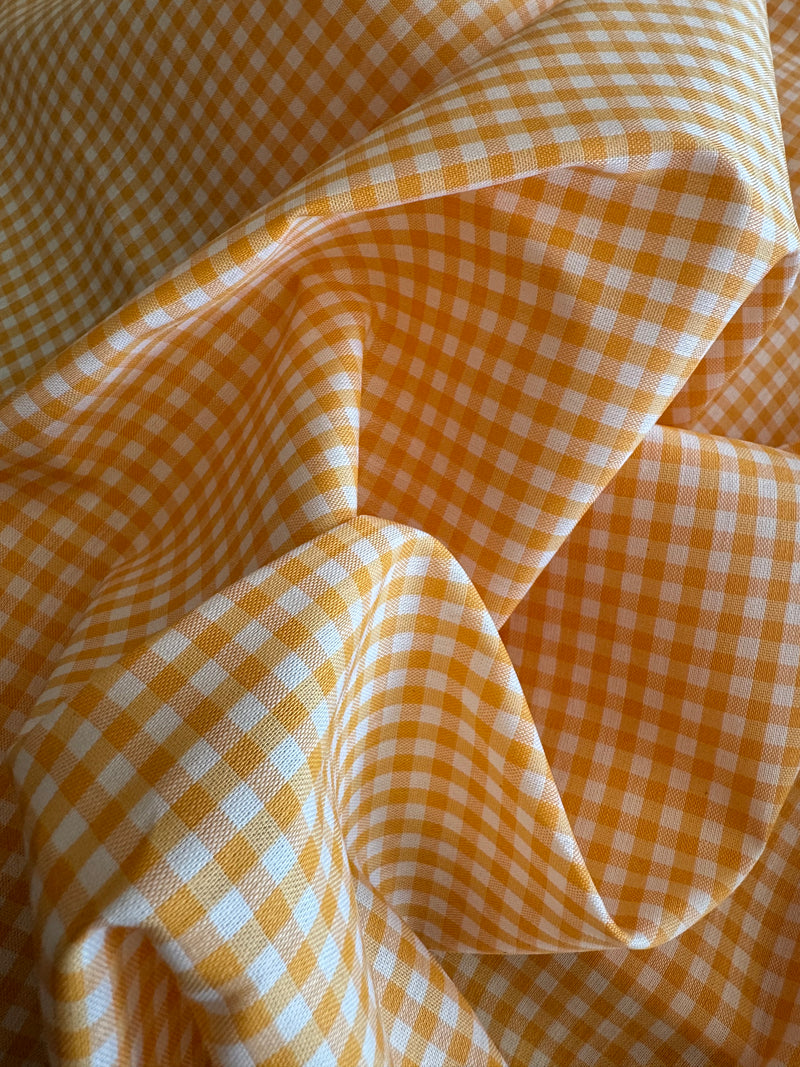 Tela vichy Poliéster-Algodón – AMARILLO ANARANJADO cuadro 5mm