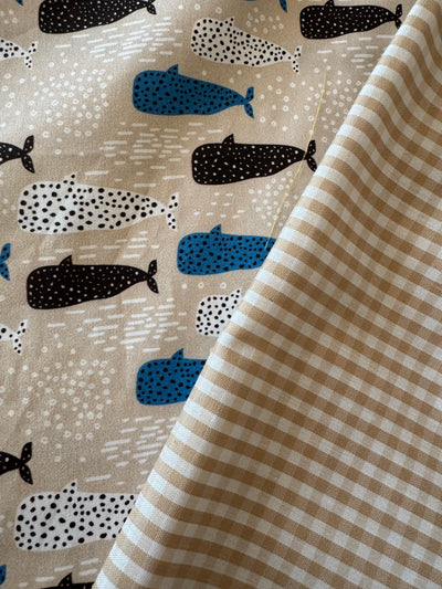 TELA ALGODÓN ESTAMPADO CACHALOTES – Fondo Beige