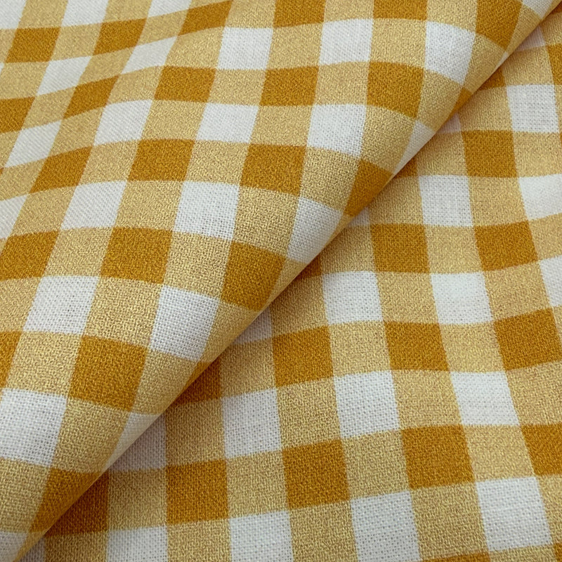 TELA POPELIN ALGODÓN 100% VICHY AMARILLO CERTIFICADO GOTS