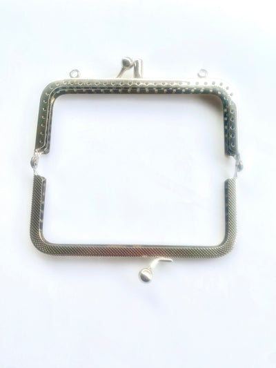 BOQUILLA METALICA PARA MONEDERO/BOLSO. DOBLE COMPARTIMENTO. PLATEADO. 12,5 CM