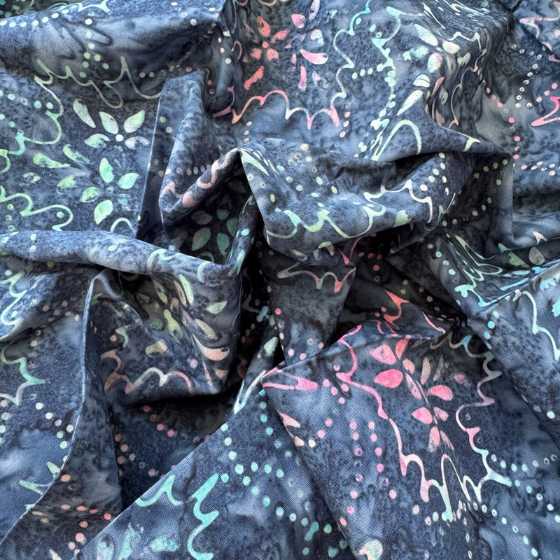 Pack 3 fat quarters tela batik medianoche en flor
