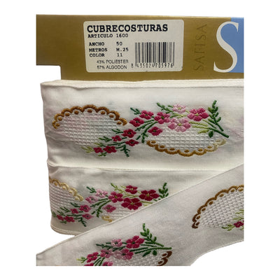 CUBRECOSTURAS VINTAGE FLORES ancho 50mm