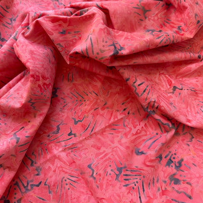 Tela batik coral con palmeras antracita