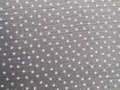 Tela doble gasa/muselina orgánica estampado estrellas Azul/Gris