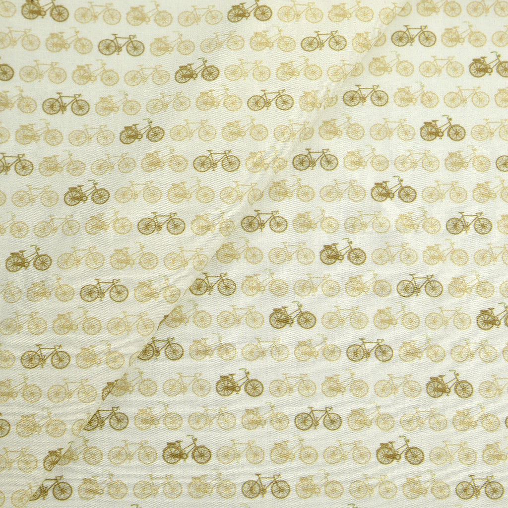 Tela 100% algodón estampado bicicletas beige (CM)