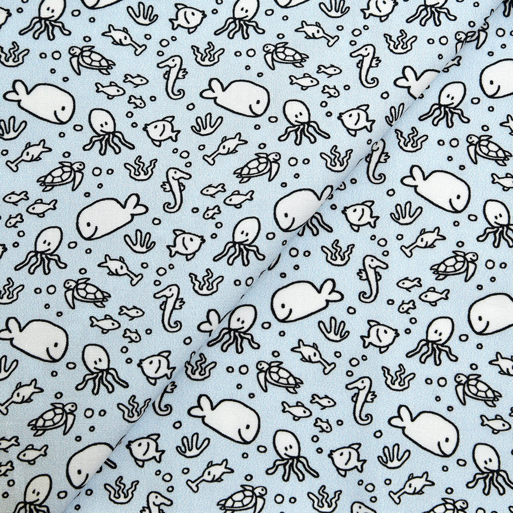 Tela 100% algodón estampado bajo el mar (6 MTRS)