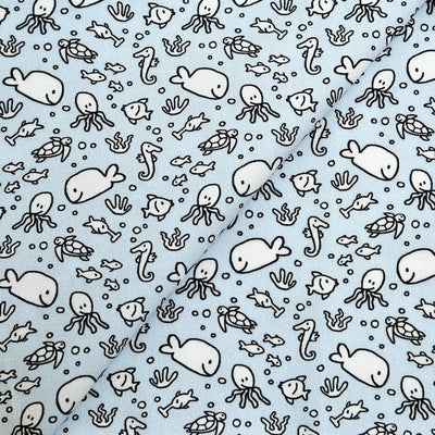 Tela 100% algodón estampado bajo el mar (6 MTRS)