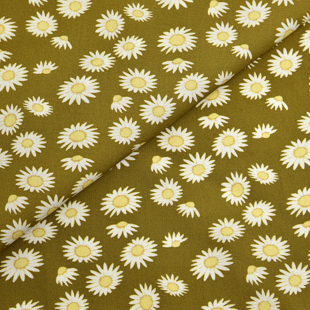 Tela 100% algodón estampado flores margaritas CERTIFICADO GOTS (6 MTRS)
